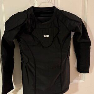 TUOY Youth Padded Chest Baseball/Football Rib Protector Shirt- Black long sleeve